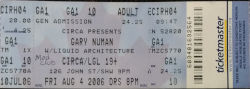 Gary Numan Toronto Ticket 2006
